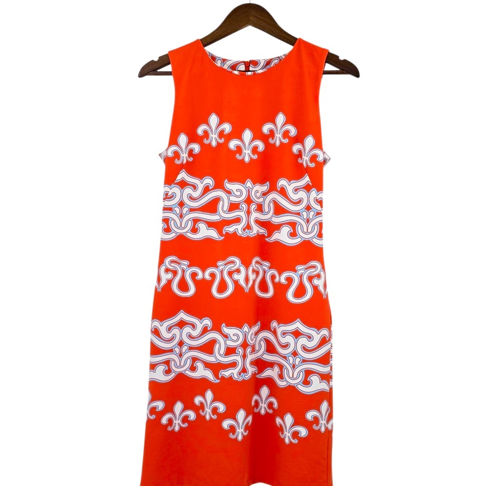 J. McLaughlin Orange and White Midi‎ Summer Dress Size XS